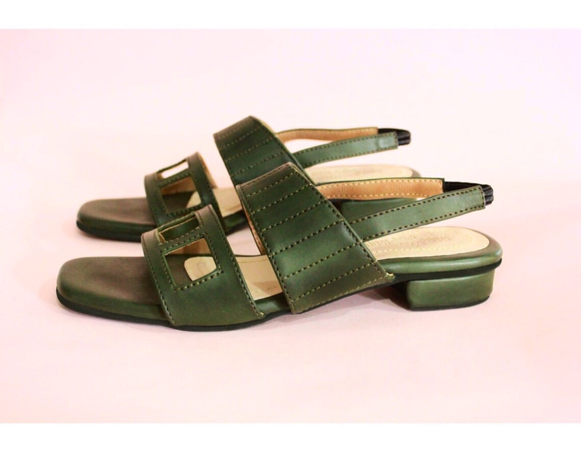 Green 2025 suede sandals