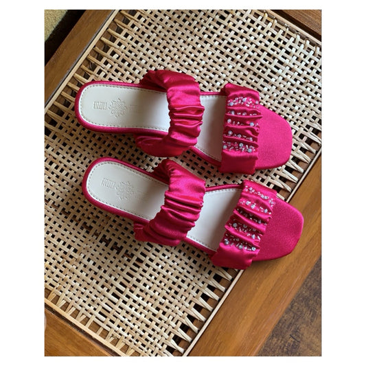 Fuschia Pink Ruffle Flats